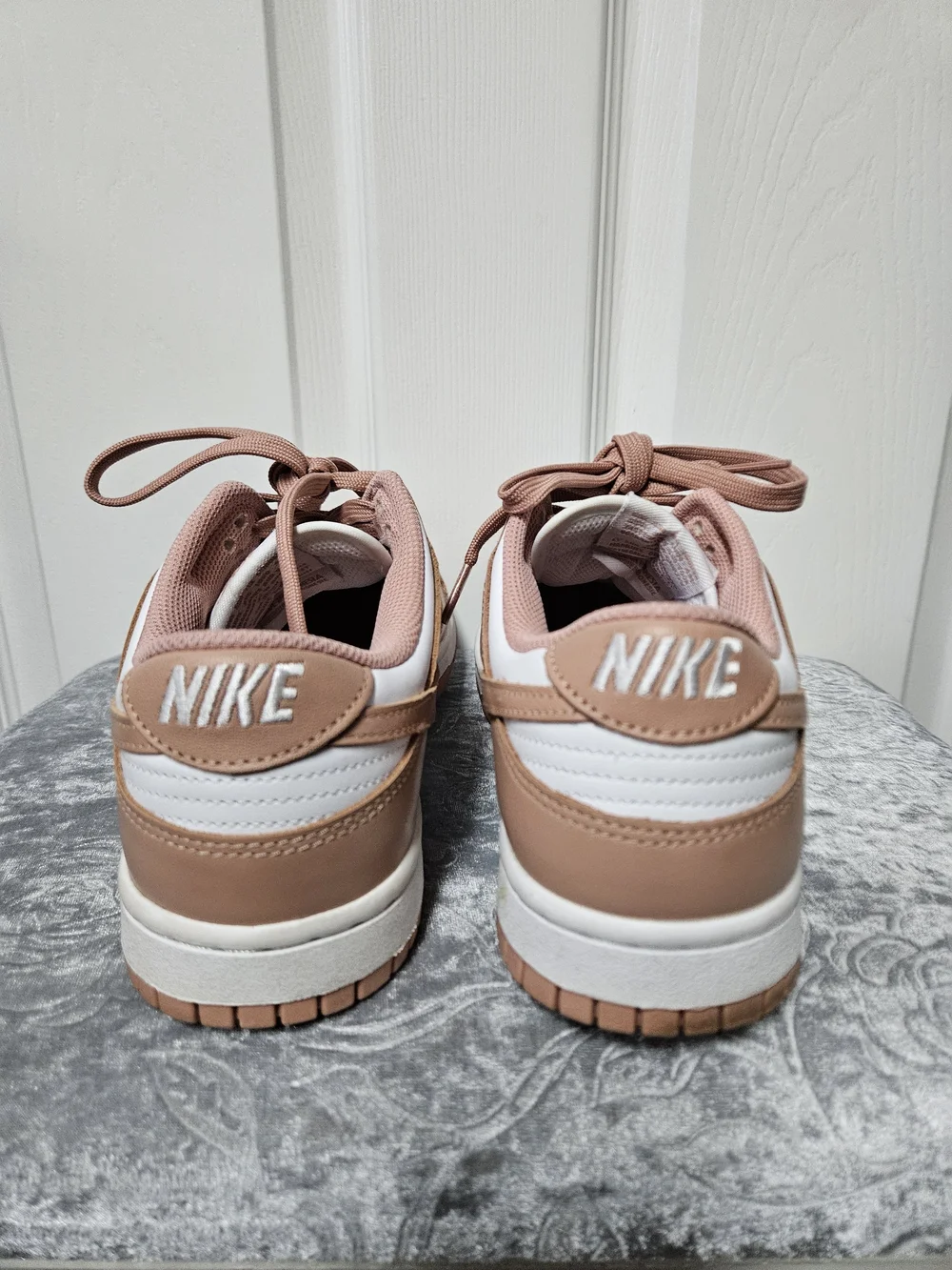 Nike Women's Low-Top Dunk Sneakers in Rose Tan and White